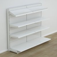 Butiksreol enkeltsidet med metalhylder