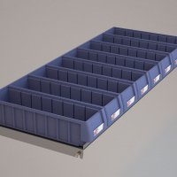 Hylde til Bilreol med 8 plastkasser