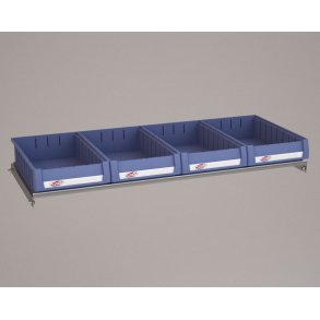 Hylde til Bilreol med 4 plastkasser