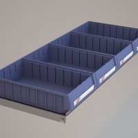 Hylde til Bilreol med 4 plastkasser