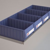 Hylde til Bilreol med 4 plastkasser