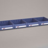 Hylde til Bilreol med 4 plastkasser