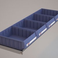 Hylde til Bilreol med 4 plastkasser