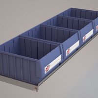 Hylde til Bilreol med 4 plastkasser