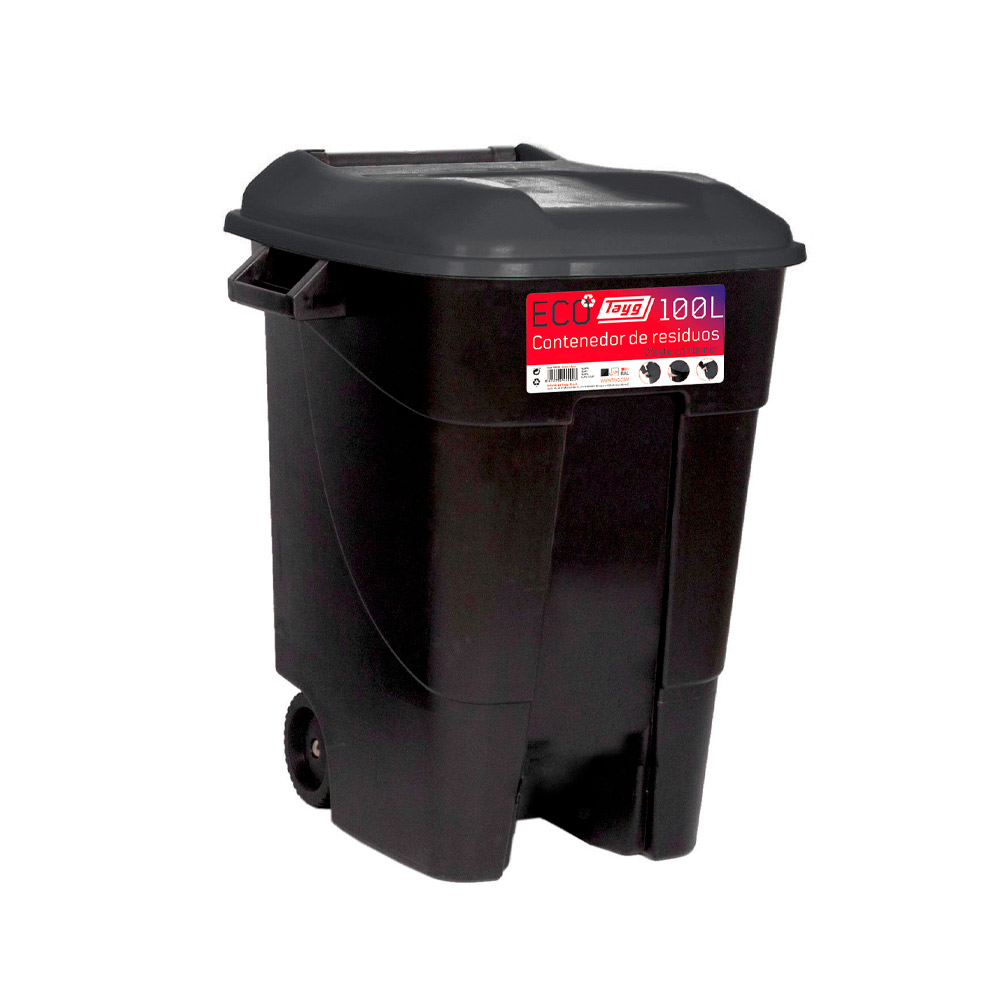  Avfallsbehållare 100 liter i svart m. Svart Lock