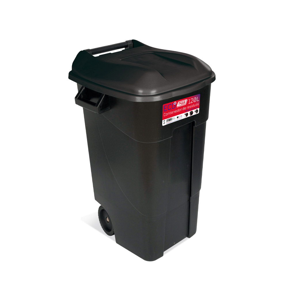  Avfallsbehållare 120 liter i svart m. Svart Lock
