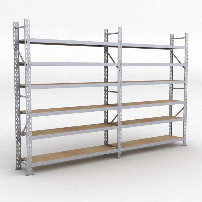 Lagerregal 2 Felder mit 6 Böden