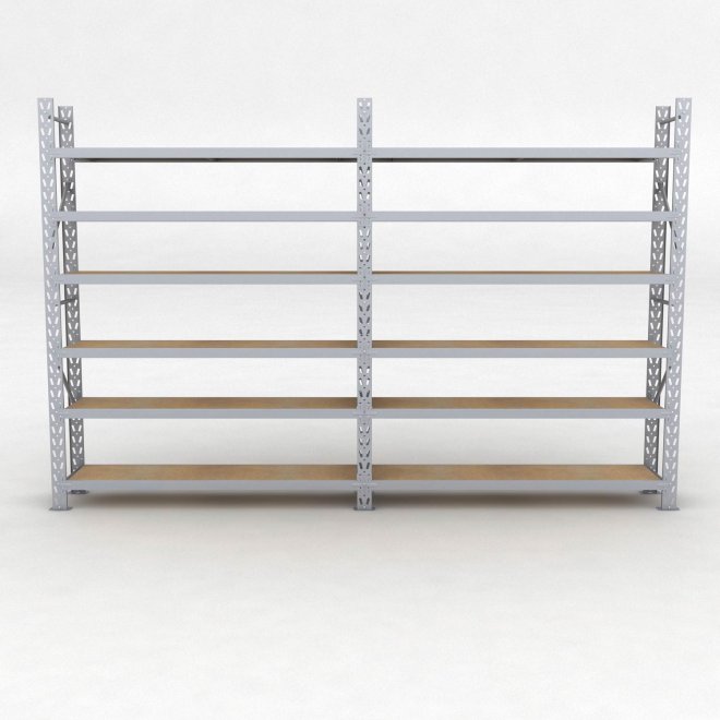 Lagerregal 2 Felder mit 6 Böden