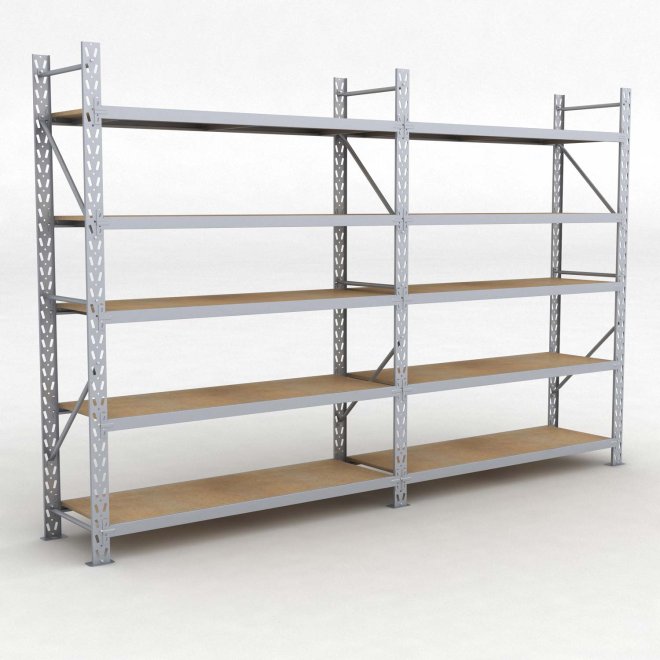 Lagerregal 2 Felder mit 5 Böden