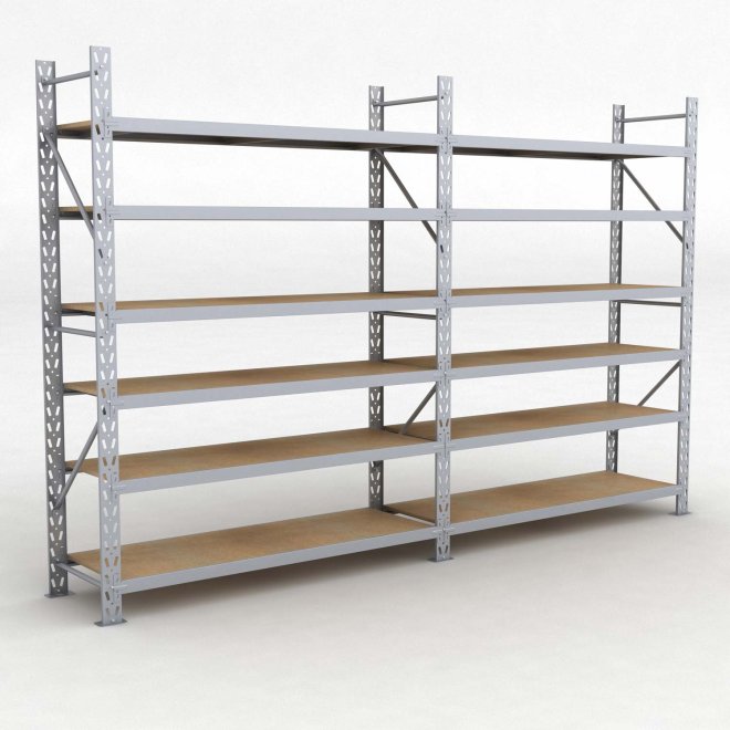 Lagerregal 2 Felder mit 6 Böden