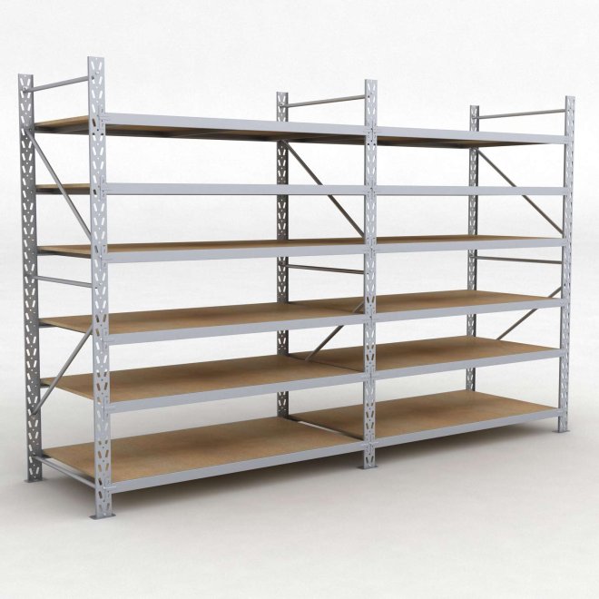 Lagerregal 2 Felder mit 6 Böden