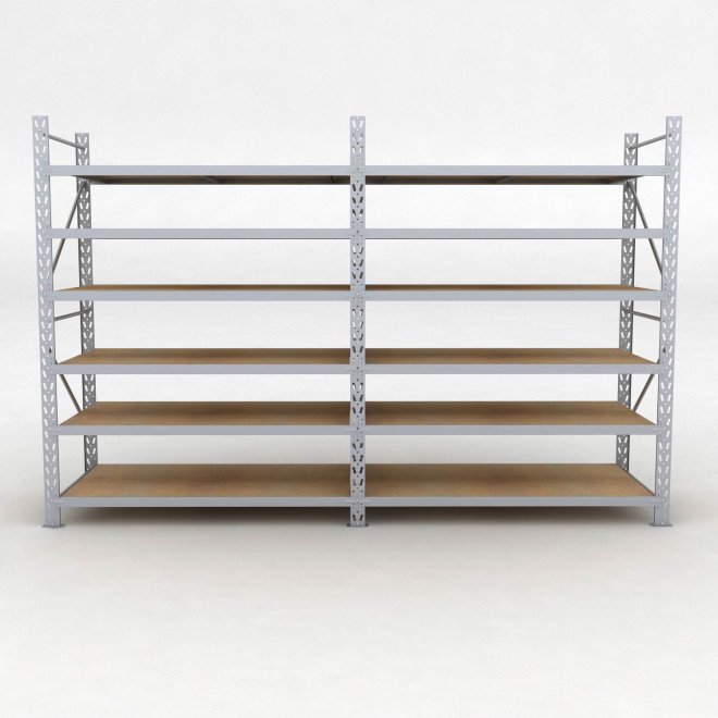 Lagerregal 2 Felder mit 6 Böden