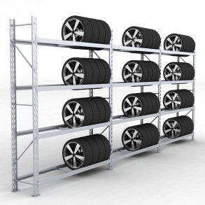 Däckställ 3 fack med 4 bärlag (108 däck)