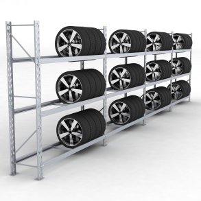 Däckställ 4 fack med 3 bärlag (108 däck)
