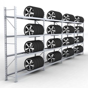 Däckställ 4 fack med 4 bärlag (144 däck)