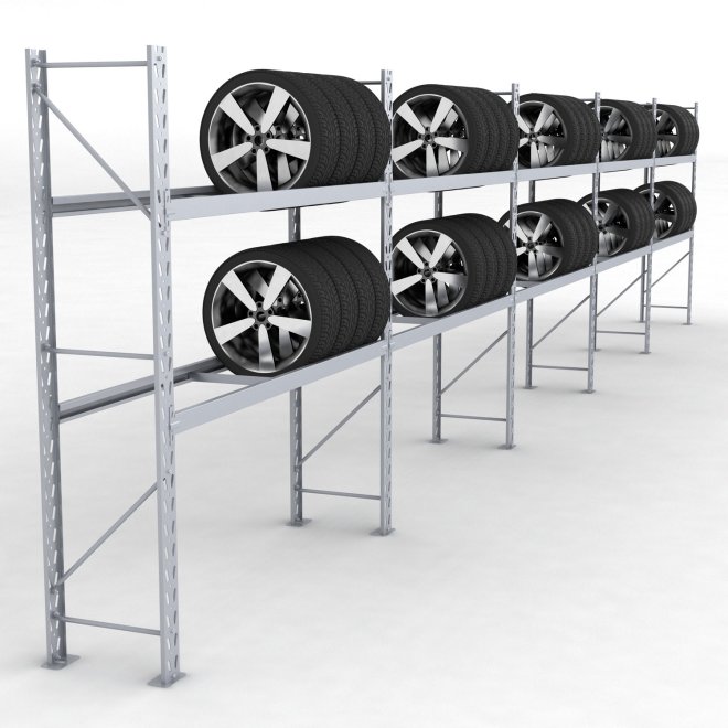 Däckställ 5 fack med 2 bärlag (90 däck)