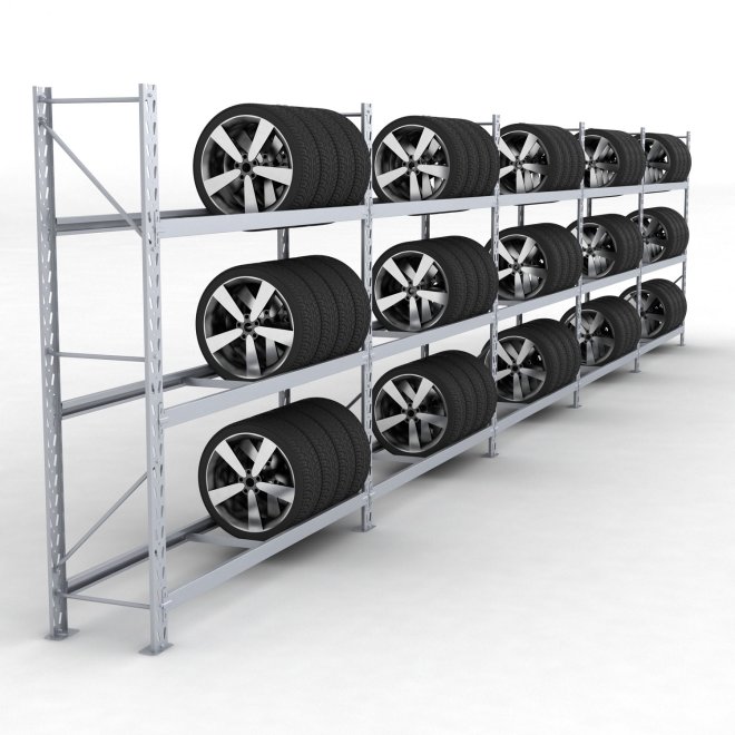Däckställ 5 fack med 3 bärlag (135 däck)
