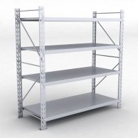 Lagerhyllor 1 fack med 4 metallhyllor