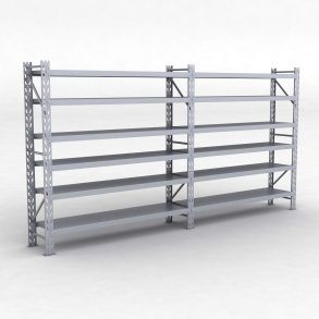 Lagerreol 2 fag med 6 hylder