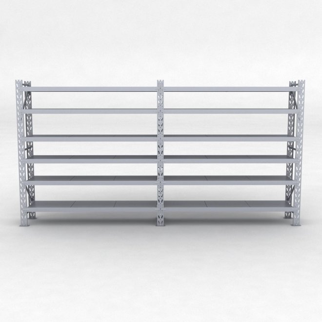 Lagerreol 2 fag med 6 hylder