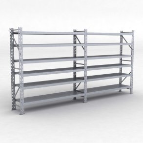 Lagerreol 2 fag med 6 hylder