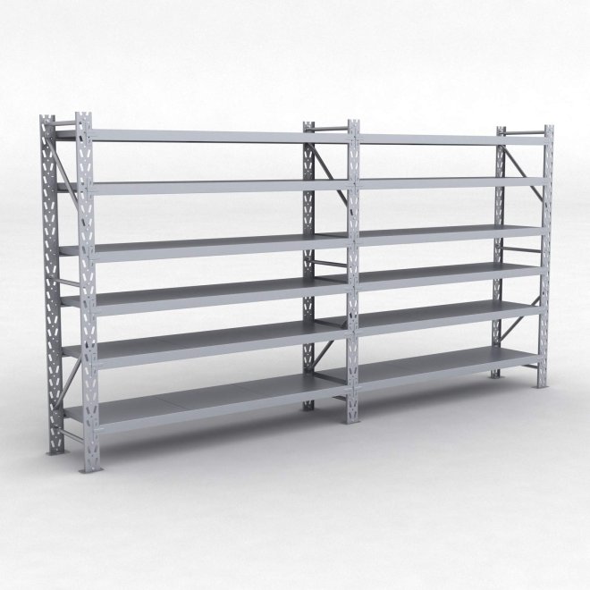 Lagerreol 2 fag med 6 hylder