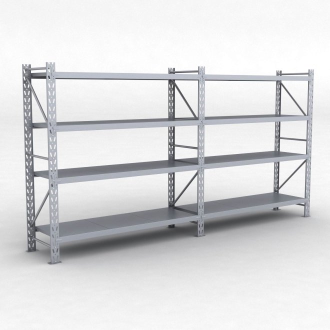 Lagerreol 2 fag med 4 hylder