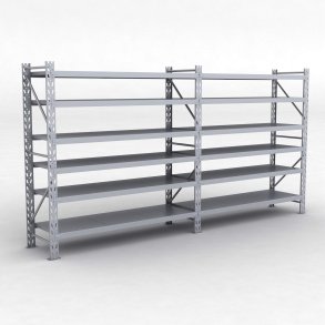 Lagerreol 2 fag med 6 hylder