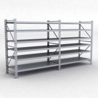 Lagerreol 2 fag med 6 hylder