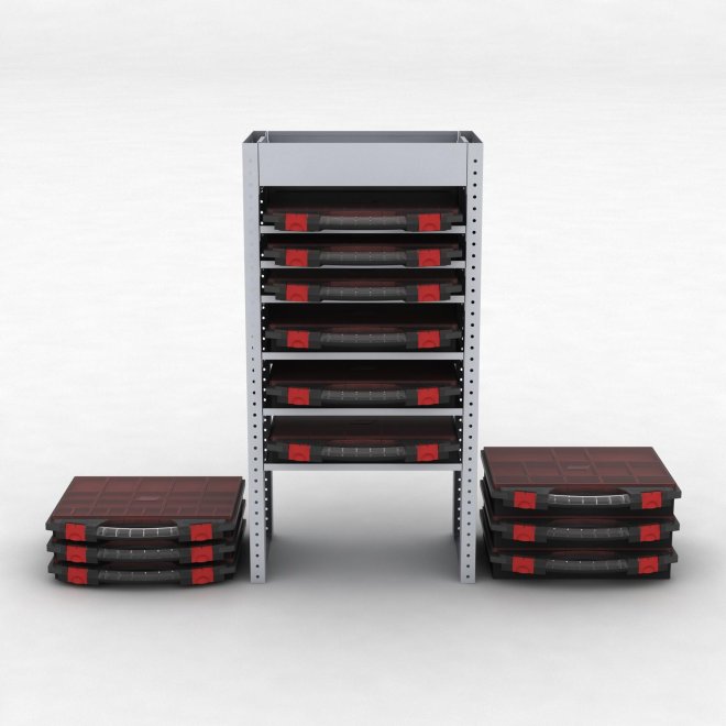 Bilreol med 6 kufferter og dyb bakke