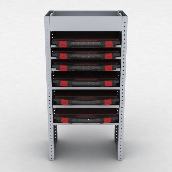 Bilreol med 6 kufferter og dyb bakke