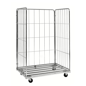 Transportk�fig mit Gitter, 3 Seitenw�nden und Rollen mit Feststellbremse
