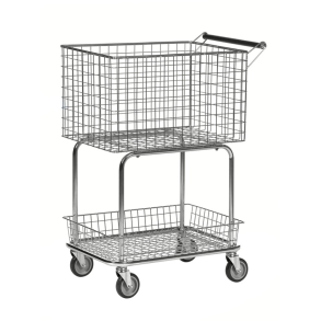 Rollwagen mit Korb und Bodenwanne aus Draht