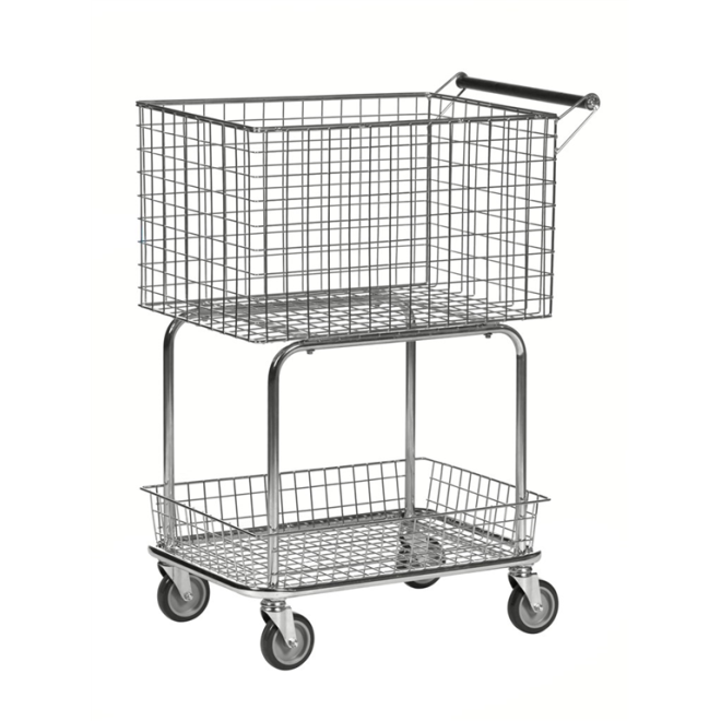 Rollwagen mit Korb und Bodenwanne aus Draht