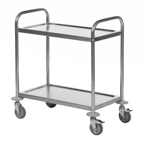 Servierwagen aus Edelstahl mit 2 Ablagen