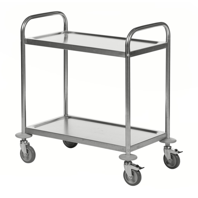 Servierwagen aus Edelstahl mit 2 Ablagen