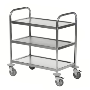 Servierwagen aus Edelstahl mit 3 Ablagen