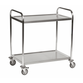 Servierwagen aus Edelstahl mit 2 Ablagen