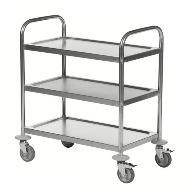 Servierwagen aus Edelstahl mit 3 Ablagen