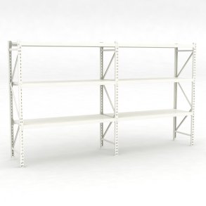 Lagerhylla dubbelfack med 3 hyllor