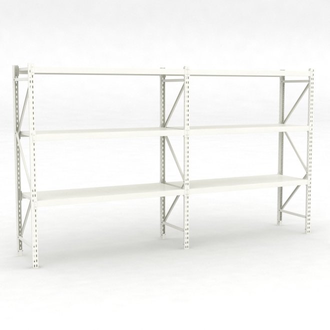 Lagerhylla dubbelfack med 3 hyllor