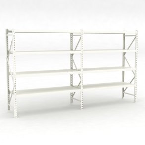 Lagerhylla dubbelfack med 4 hyllor