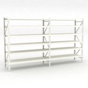 Lagerhylla dubbelfack med 6 hyllor