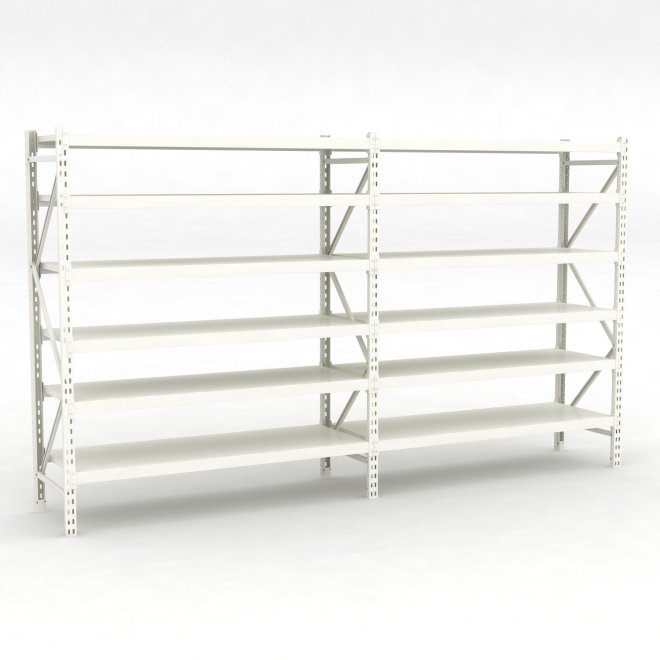 Lagerhylla dubbelfack med 6 hyllor