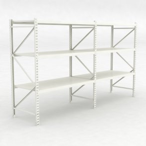 Lagerhylla dubbelfack med 3 hyllor