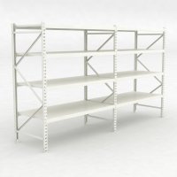 Lagerhylla dubbelfack med 4 hyllor