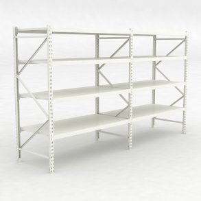 Lagerhylla dubbelfack med 4 hyllor