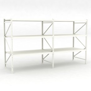 Lagerhylla dubbelfack med 3 hyllor