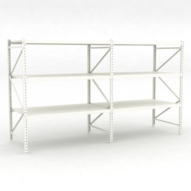 Lagerhylla dubbelfack med 3 hyllor