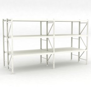 Lagerhylla dubbelfack med 3 hyllor